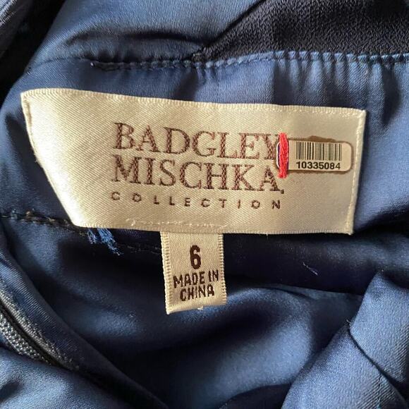 Badgley Mischka‎ sz 6 navy blue maxi long  formal gown - Picture 7 of 8